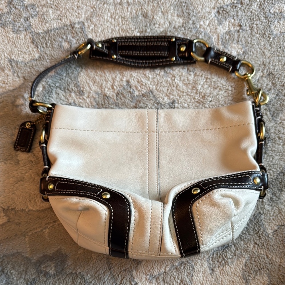 Coach Cream and Brown Leather Women's Bag